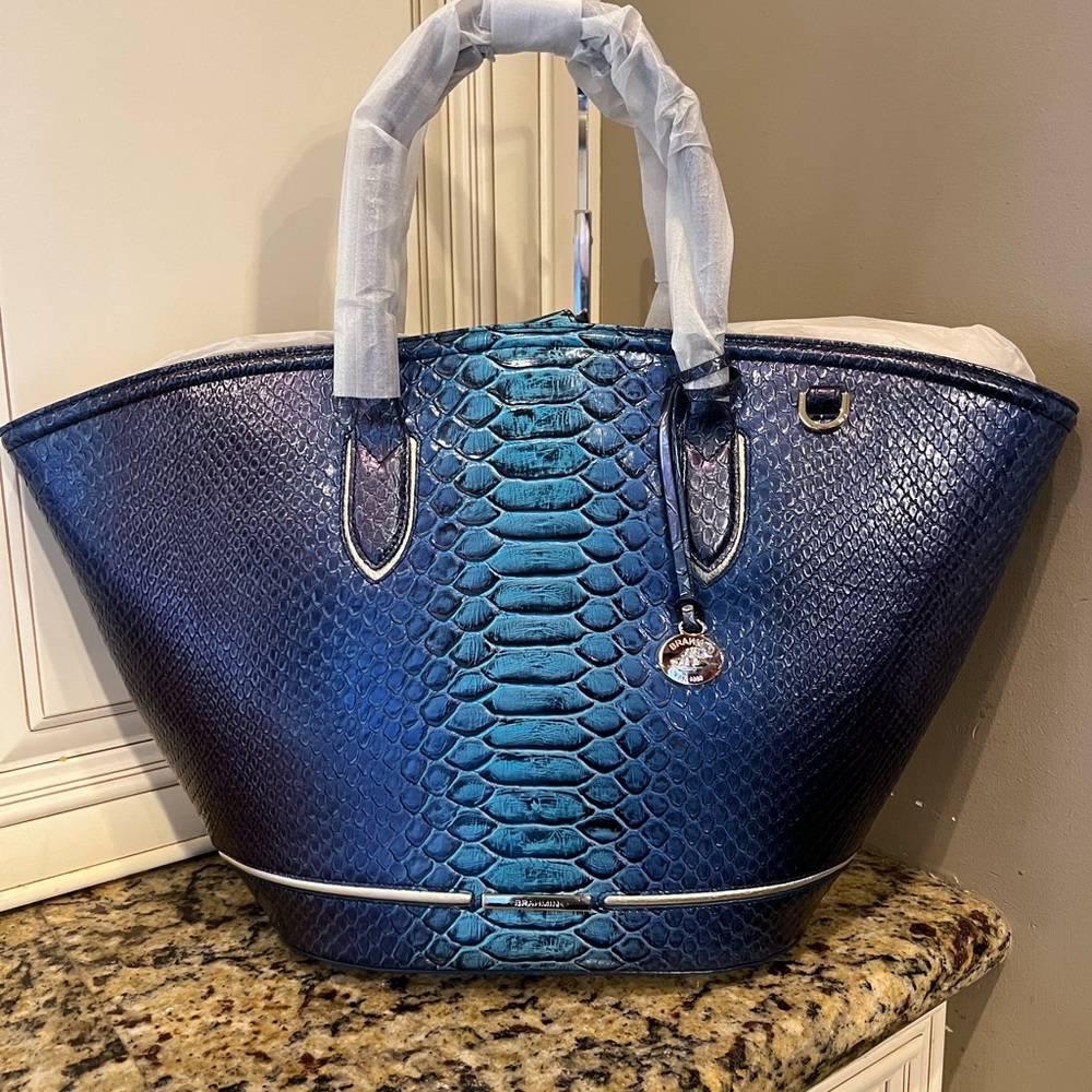 NWT Brahmin Mira Electric Blue Ateague Tote